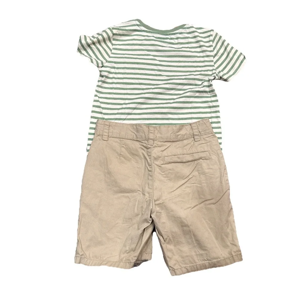 Boys‎ 2 Piece Outfit Size 6/7 DKNY Striped Tee Cat & Jack Khaki Shorts Set